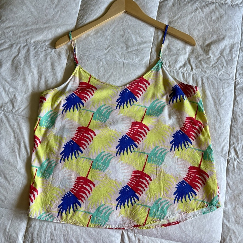 Marine Layer Verdure Tank Top Women's L Tropical Beach Coconut Girl Summer EUC
